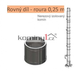 Roura dl. 250 mm- pro nerezové izolované komíny s 25 mm izolací
