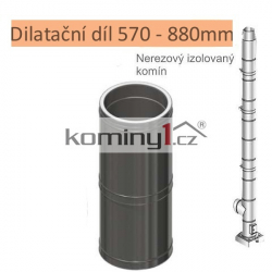 Dilatační díl 570-880mm- pro nerezové izolované komíny s 25 mm izolací