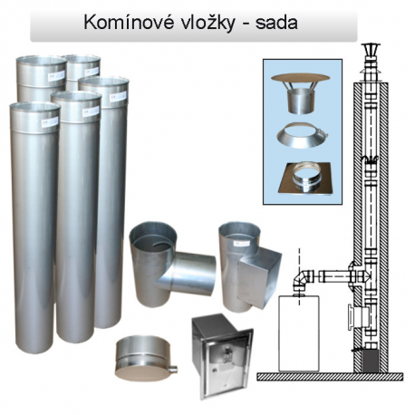 Sestava (DŘEVO, UHLÍ) - sopouch 90° Ø 140 mm - výška 9,47 m